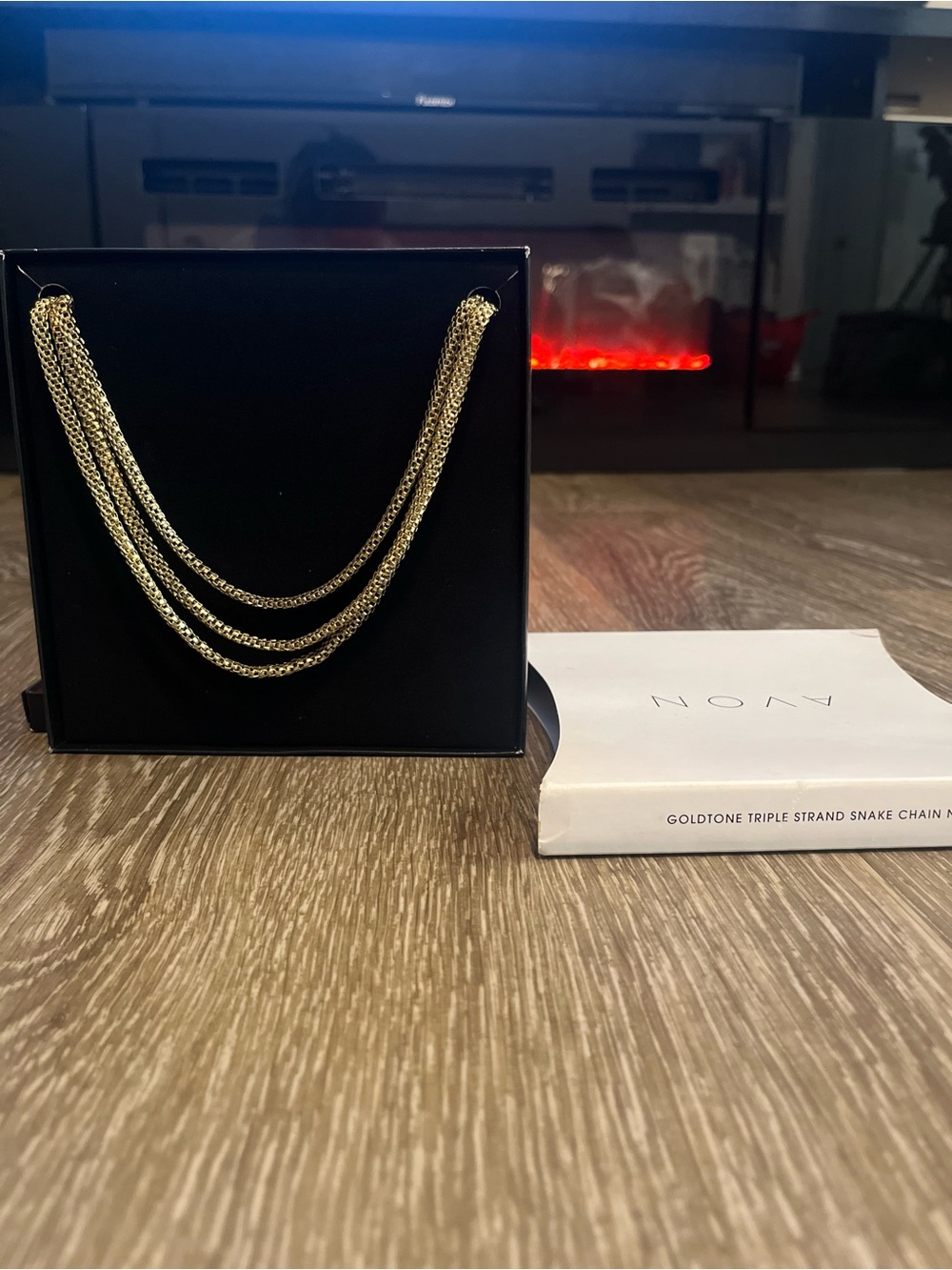 Avon Gold-Tone Triple Strand Snake Chain Necklace